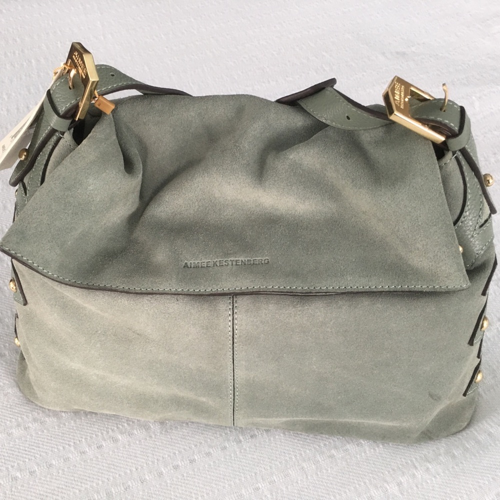 Supple suede and leather medium sized handbag